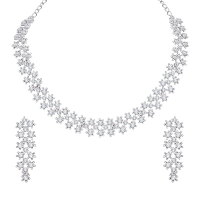 White Stones/AD Diamond Necklace with Earrings