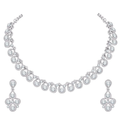 Diamond/Stones Necklace Set with Earrings for Women