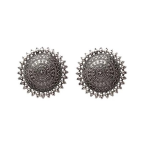 Traditional Oxidised Silver Floral Stud Earrings for Women