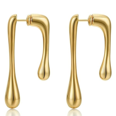 Trendy Double Drop Gold Earrings for Women