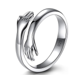 Cute Hug Me Finger Ring in Pure 92.5 Sterling Silver