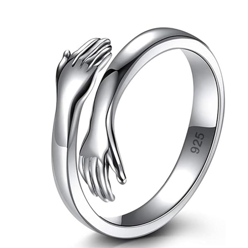 Cute Hug Me Finger Ring in Pure 92.5 Sterling Silver