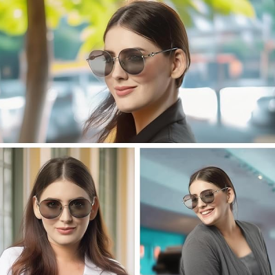 Gradient Brown Round UV Protection Sunglass