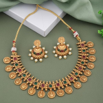 Pearl and Gold Plated Temple Jewellery Set