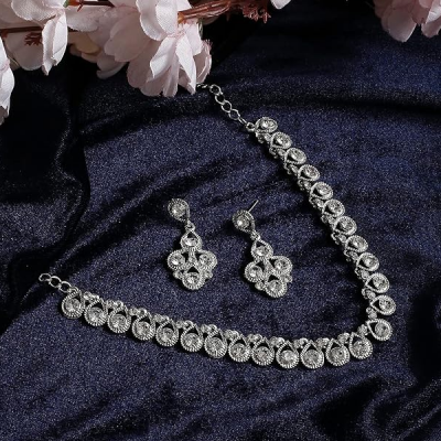 Diamond/Stones Necklace Set with Earrings for Women