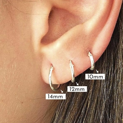 92.5 Sterling Silver Round Classic Endless Hoops