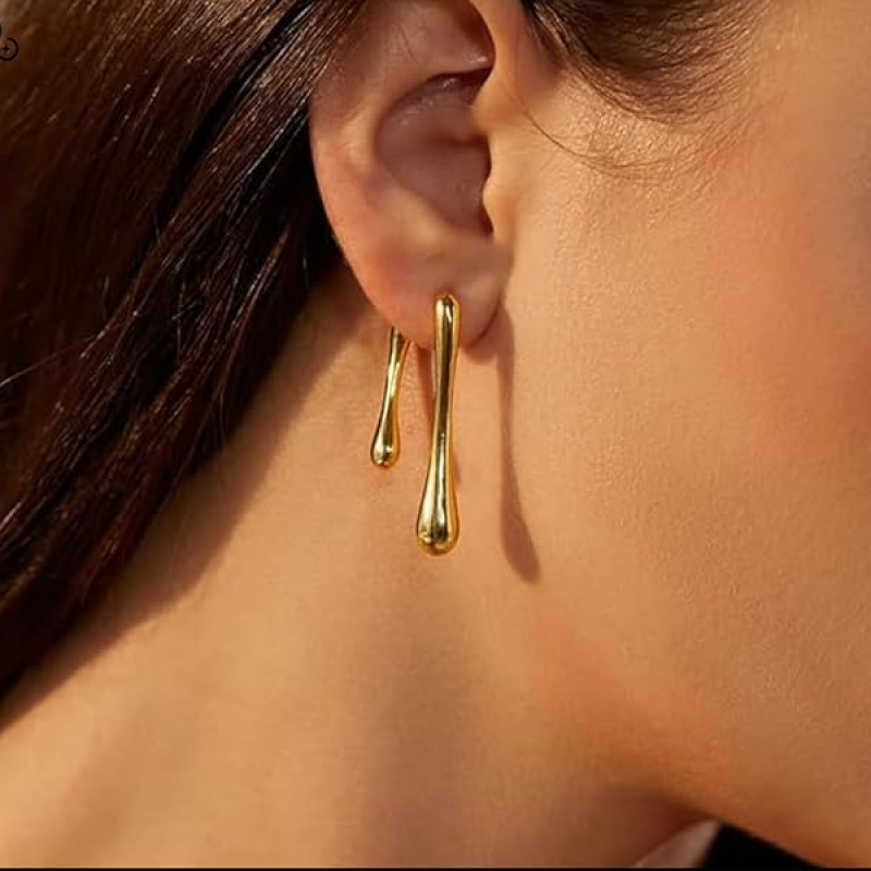 Trendy Double Drop Gold Earrings for Women