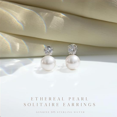 925 Silver Solitaire Pearl Earrings