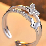 Butterfly ring silver stylish engagement wedding Adjustable promise propose American diamond Finger Ring