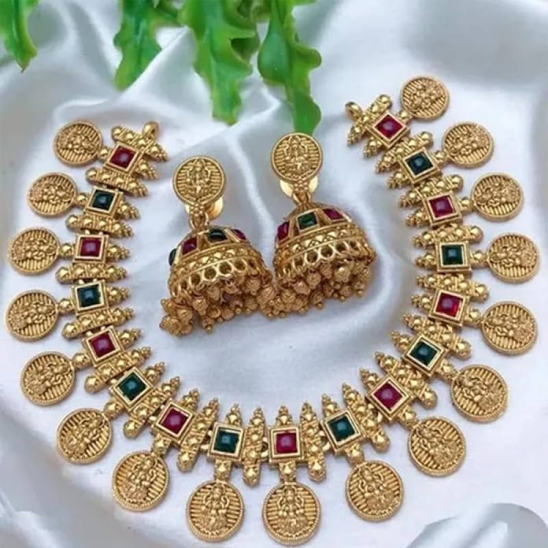 Pearl and Gold Plated Temple Jewellery Set