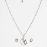 925 Sterling Silver Heart Pendant Earring Chain Jewellery Set