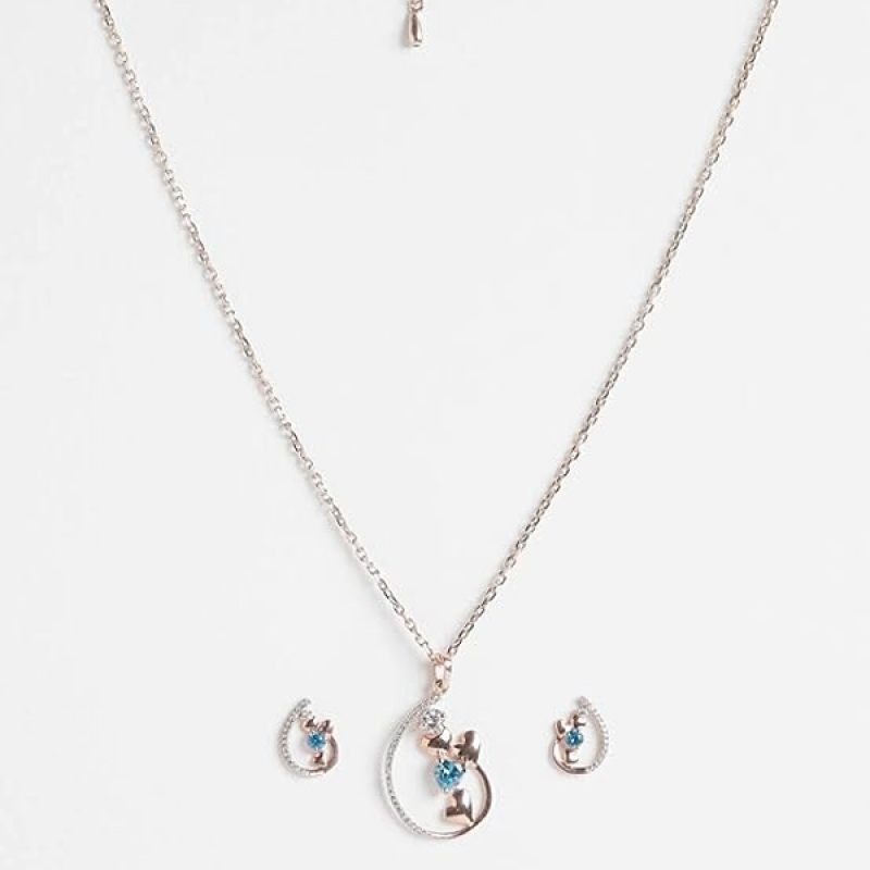 925 Sterling Silver Heart Pendant Earring Chain Jewellery Set