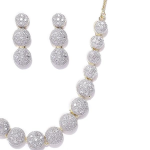 American Diamond Combo of Choker Necklace Set with Earrings, Bracelet and Ring for Girls and Women
