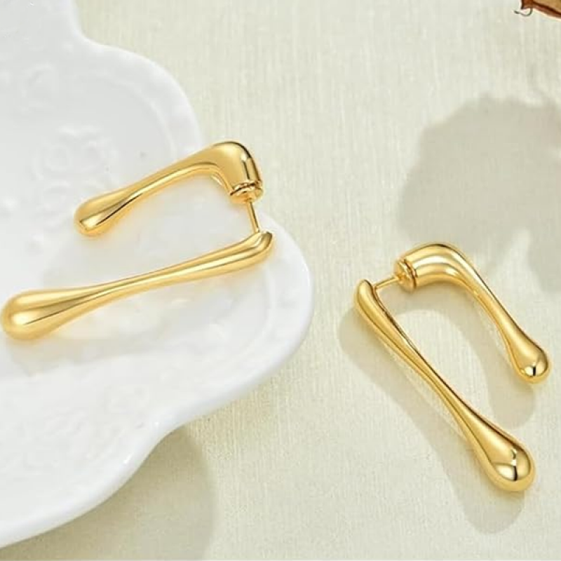 Trendy Double Drop Gold Earrings for Women