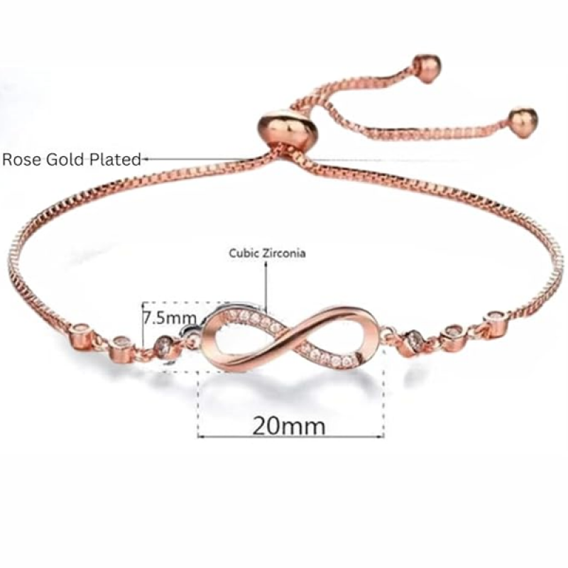 Infinity Shape Cubic Zirconia Diamond Bracelet for Women