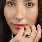 925 Sterling Silver Heart Stone Ring with Adjustable Band