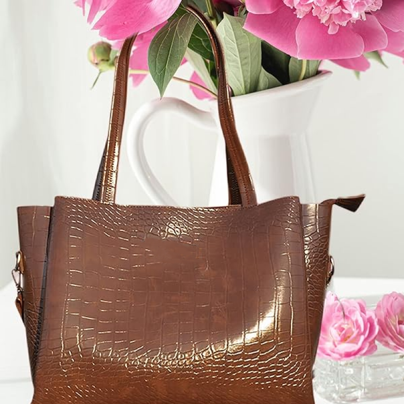 Large Capacity Croco Pattern Tote Bags For Womens