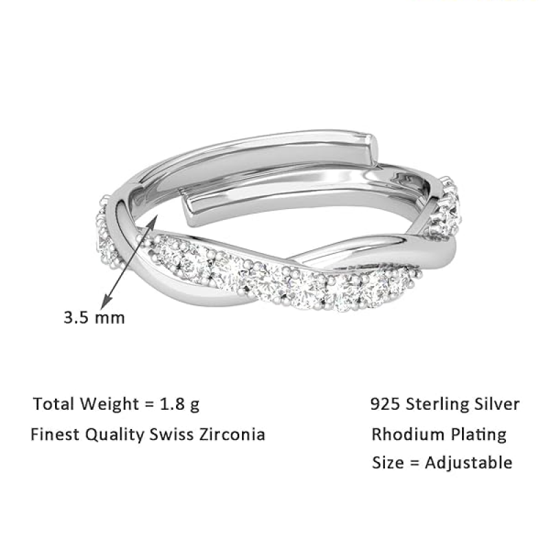 Pure 925 Sterling Silver Minimal Office wear Finger Ring with Adjustable Band